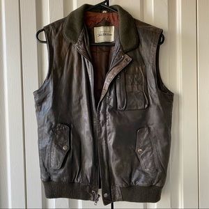 Vintage Saks Fifth Avenue Leather Bomber Vest